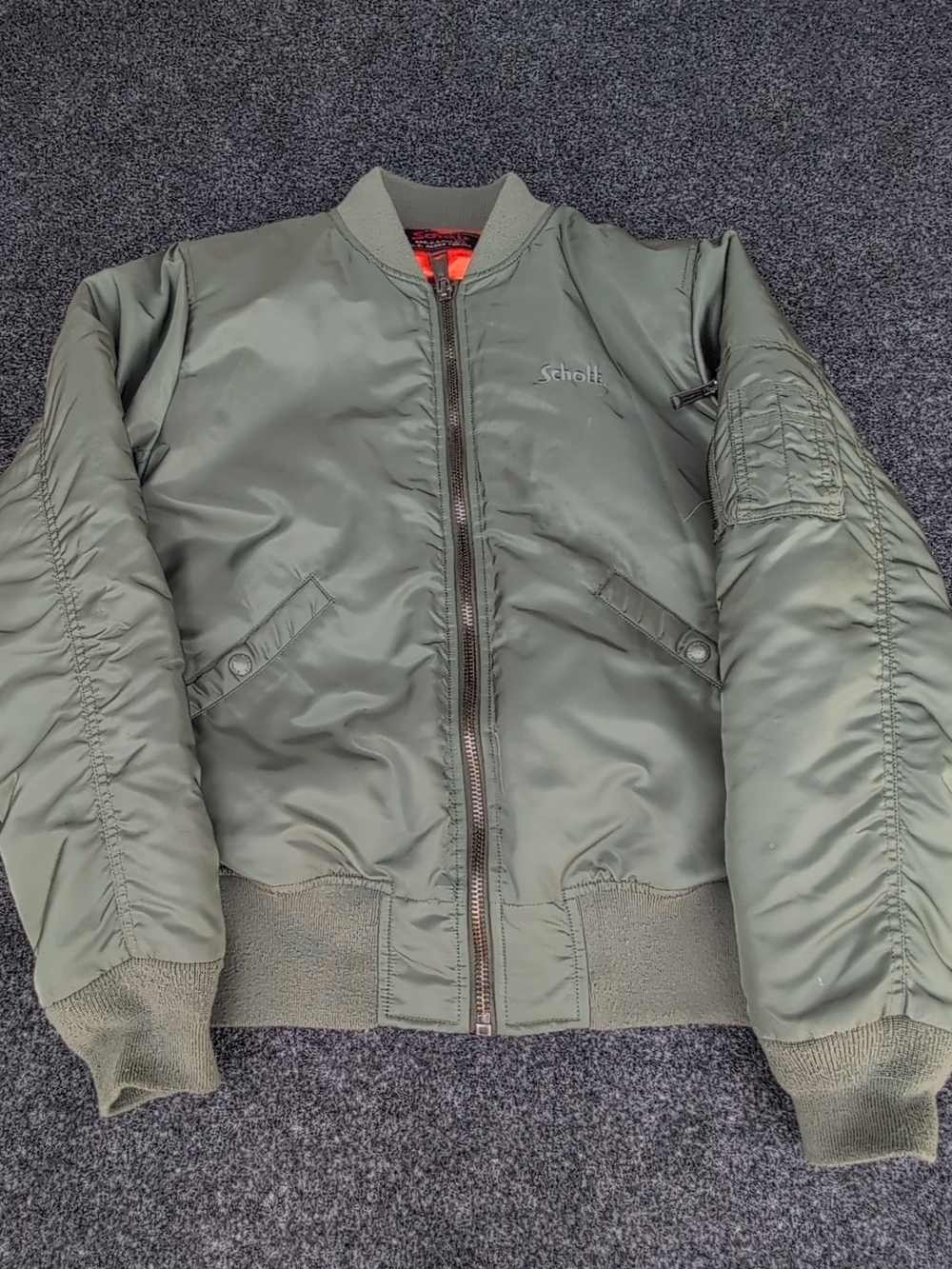 Vtg Schott Military Jacket Mens Medium Green Intermediate Flight Bomber USAF